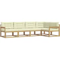 vidaXL Ensemble de salon de jardin 4 pièces, blanc et crème, en polyester