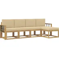 vidaXL Ensemble de salon de jardin 5 pièces, blanc et beige