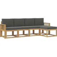 vidaXL Ensemble de salon de jardin 5 pièces, blanc et anthracite