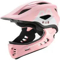 RockBros Casque de vélo TT-32002, taille M, rose, casque intégral pour enfants, VTT, BMX, descente, casque de protection, aéré, léger