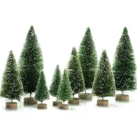 OEM Mini-sapins de Noël avec neige artificielle et givre - Sapins de Noël en fibre de verre pour la décoration DIY (3 tailles, vert)