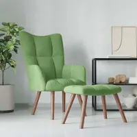 Prolenta Maison Exclusive - Fauteuil de détente avec repose-pieds, velours vert clair