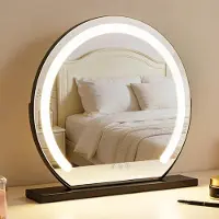 ZMH miroir de maquillage éclairé 40×35CM miroir vanité LED miroir cosmétique miroir de table 3 modes miroir de coiffeuse noir tactile variable