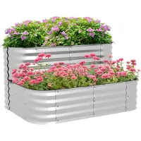 Outsunny Jardinière surélevée en métal, jardinière à deux niveaux, jardinière avec vis