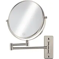 OEM Miroir de maquillage mural de 20 cm, miroir de salle de bain rabattable, grossissement 1x/10x, miroir grossissant double face, miroir de rasage pivotant à 360°, nickelé