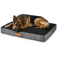 Dogeste Matelas pour chien 110x90 cm taille XXL – gris avec intérieur noir
