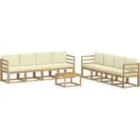 vidaXL Ensemble de salon de jardin 9 pièces, blanc et crème