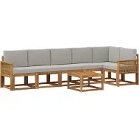 vidaXL Ensemble de salon de jardin , 7 pièces, en polyester naturel et gris clair