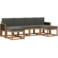 vidaXL Ensemble de canapés d'extérieur , 6 pièces, en polyester, couleurs : naturel et anthracite