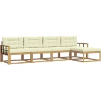 vidaXL Ensemble de salon de jardin 4 pièces, blanc et crème, en polyester