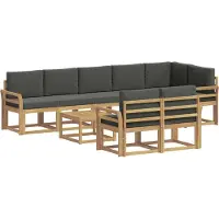 vidaXL Ensemble de salon de jardin , 9 pièces, blanc et anthracite, en polyester