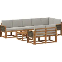 vidaXL Ensemble de salon de jardin , 9 pièces, en polyester naturel et gris clair