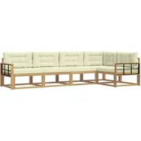 vidaXL Ensemble de salon de jardin 4 pièces, blanc et crème, en polyester