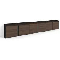 Skraut Home PULLER Meuble tv effet bois de chêne foncé et noir 309x35x50cm