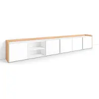 Skraut Home Meuble tv effet bois blanc et chêne 309x35x50cm