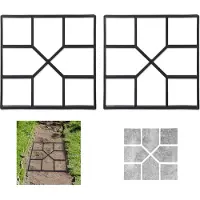 Relaxdays Moule pour dalles, lot de 2, dalles et trottoirs, coffrage, jardin, moule à béton, dimensions : 40,5 x 40,5 cm, noir