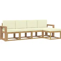 vidaXL Ensemble de salon de jardin 5 pièces, blanc et crème