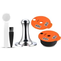 Unyqoos Ensemble de capsules de café réutilisables pour Tassimo – 1 capsule en PP de 180 ml, 1 couvercle de remplacement de 60 ml, un tasseur en acier inoxydable avec une cuillère et une brosse