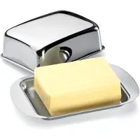 Unyqoos : Boîte à beurre en acier inoxydable de 250 g – Récipient élégant pour conserver et servir le beurre frais, résistant à la rouille, lavable au lave-vaisselle et adapté au réfrigérateur
