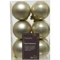 Décoris Boules de Noël en plastique 6cm 12 pièces - Perle