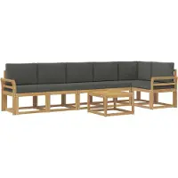 vidaXL Ensemble de salon de jardin , 7 pièces, blanc et anthracite, en polyester