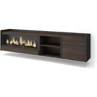 Skraut Home Meuble tv effet bois de chêne et noir 212x35x50cm cheminée effet feu