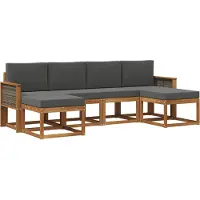 vidaXL Ensemble de canapés d'extérieur , 6 pièces, en polyester, couleurs : naturel et anthracite