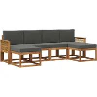 vidaXL Ensemble de canapés d'extérieur , 6 pièces, en polyester, couleurs : naturel et anthracite