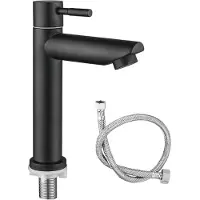 Unyqoos Robinet mitige noir en acier inoxydable (304) de la marque – Robinet à levier unique pour salle de bain, toilettes invités et buanderie, avec accessoires de montage inclus