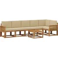 vidaXL Ensemble de salon de jardin , 7 pièces, en polyester naturel et beige