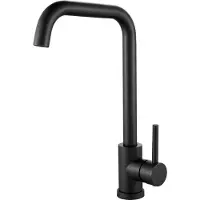 Unyqoos Robinet de cuisine en acier inoxydable 304 – robinet monocommande pivotant à 360°, de couleur noire, avec cartouche en céramique, hauteur du bec de 268 mm, raccordement de 3/8 de pouce