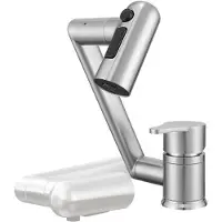 Unyqoos Robinet de cuisine avec bec rétractable – rotation à 360°, 3 types de jets, installation sur un seul trou, acier inoxydable 304, idéal pour les fenêtres et les espaces réduits