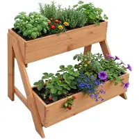 Relaxdays Jardinière verticale , 2 bacs à plantes, H x l x P : 51,5 x 62,5 x 44 cm, jardin, balcon et terrasse, bois de sapin, orange