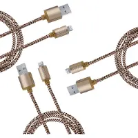 Eaxus 3 câbles de recharge et de transfert de données USB 8 broches, dorés, 3 m, pour iPhone 5, 6, 7+, iPad et iPod, anti-casse,