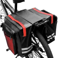 Unyqoos Sacoche de vélo étanche double de 30 litres, en Oxford 600D avec PVC, pour porte-bagages, avec bandes réfléchissantes et 4 sangles de fixation
