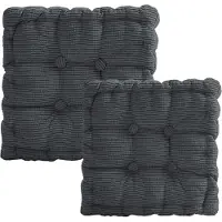 Unyqoos Ensemble de 2 coussins de siège – Coussins rembourrés pour chaises, 40x40x5 cm, gris foncé, pour intérieur et extérieur, garnis de duvet de maïs et en 100% coton PP