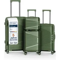 4FLY Ensemble de valises à coque rigide , 4 pièces (S/M/L/XL) – avec serrure TSA, 4 roulettes doubles pivotantes, trousse de toilette, bagage à main et bagage en soute