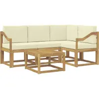 vidaXL Ensemble de salon de jardin 5 pièces, blanc et crème