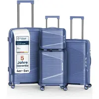 4FLY Ensemble de valises à coque rigide , 4 pièces (S/M/L/XL) – avec serrure TSA, 4 roulettes doubles pivotantes, trousse de toilette, bagage à main et bagage en soute