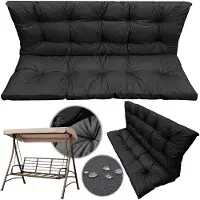 EDANTI Coussin pour banc de balancelle de jardin, épais, 120 x 60 x 50 cm, imperméable, noir
