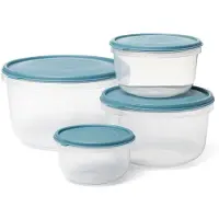 Unyqoos : Lot de 4 boîtes de conservation en plastique sans BPA, de 0,3 à 2,2 L (0,3/0,6/1,2/2,2), avec couvercles hermétiques à clip, adaptées au micro-ondes, au congélateur et au lave-vaisselle