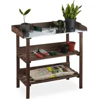 Relaxdays 10026324_0 Pflanztisch dunkelbraun 92,0 x 41,0 cm