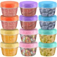 Unyqoos : Lot de 12 mini-boîtes de rangement de 77 ml en PP avec couvercle à vis, 6 couleurs – Contenants hermétiques pour snacks et sauces