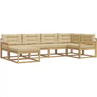 vidaXL Ensemble de canapés d'extérieur , 5 pièces, blanc et beige, en polyester