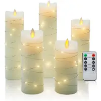 Unyqoos Ensemble de bougies LED en cire véritable, avec télécommande et minuterie – bougies décoratives scintillantes, éclairage LED sûr, jusqu'à 300 heures d'autonomie.