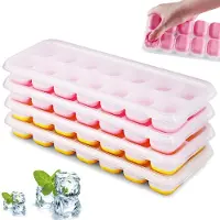 Unyqoos : Lot de 4 moules à glaçons en silicone avec couvercles, s LFGB et sans BPA (silicone/polypropylène) – empilables, lavables au lave-vaisselle, démoulage facile