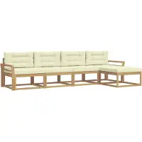 vidaXL Ensemble de salon de jardin 4 pièces, blanc et crème, en polyester