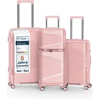 4FLY Ensemble de valises à coque rigide , 4 pièces (S/M/L/XL) – avec serrure TSA, 4 roulettes doubles pivotantes, trousse de toilette, bagage à main et bagage en soute