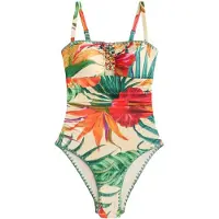Next Maillot de bain modelant beige / vert / orange / rouge