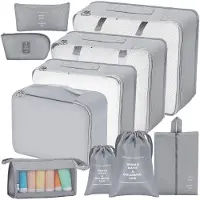 Unyqoos Ensemble de 10 organisateurs de valise – revêtement imperméable et tissu en mesh polyester, cubes de rangement pour vêtements, chaussures, cosmétiques, compatibles avec les normes TSA